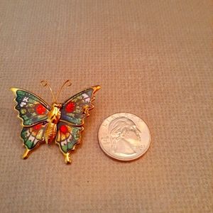 New Colorful Enamel Glitter Butterfly Brooch Pin Green Red Silver